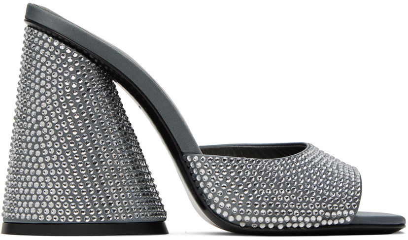 Asusteet The Attico The Attico Luz Crystal-Embellished Heeled Sandals Harmaa | 237WS502 TV07