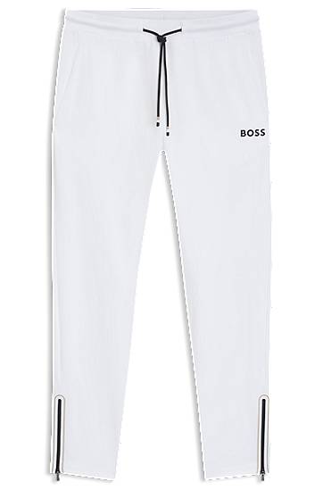 Verryttelyhousut BOSS BOSS Active Stretch-Gabardine Tracksuit Bottoms with Thermoregulating Technology Valkoinen | 50542940