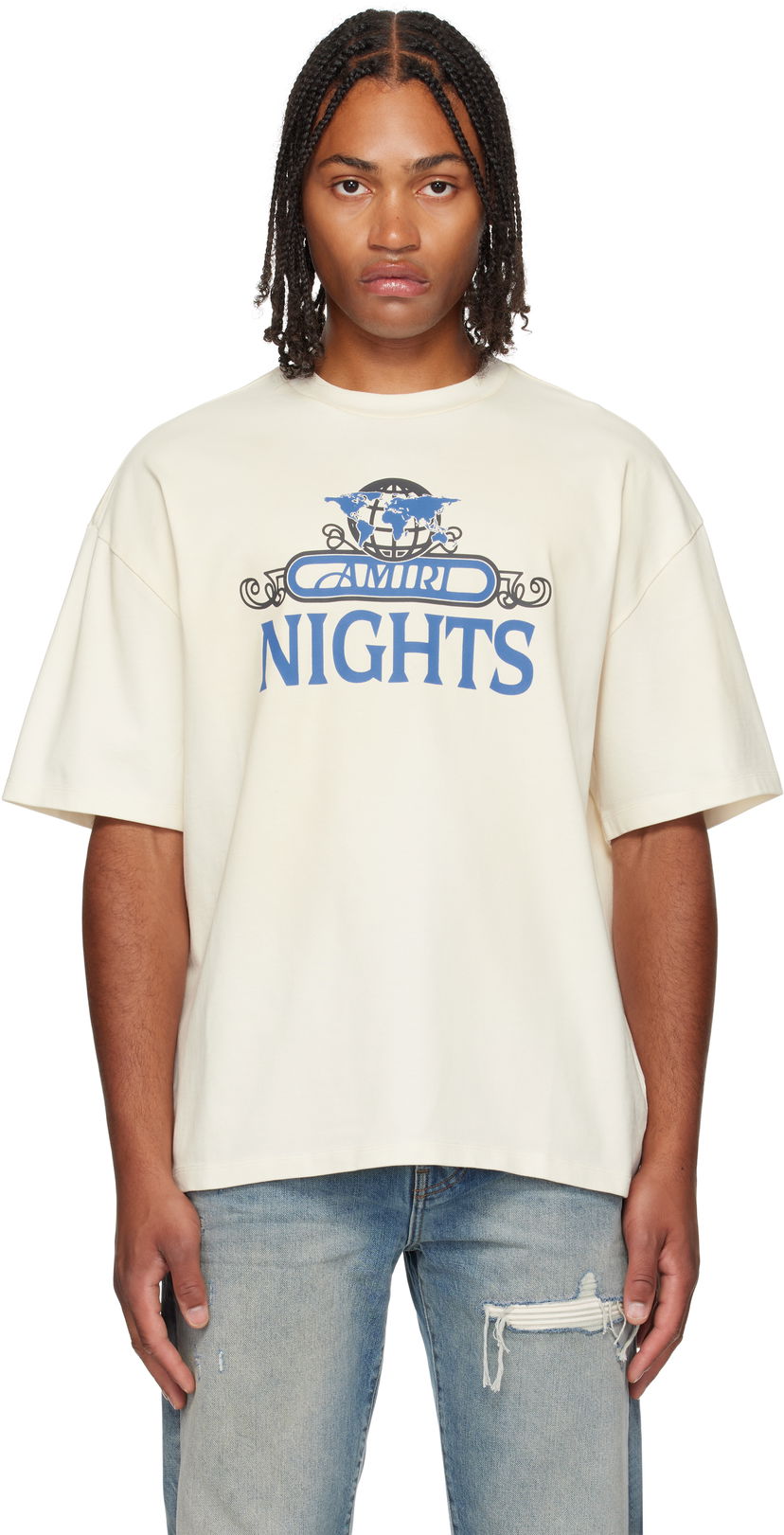 T-paita AMIRI AMIRI 'Nights' Oversized T-Shirt Valkoinen | AMJYTE1207