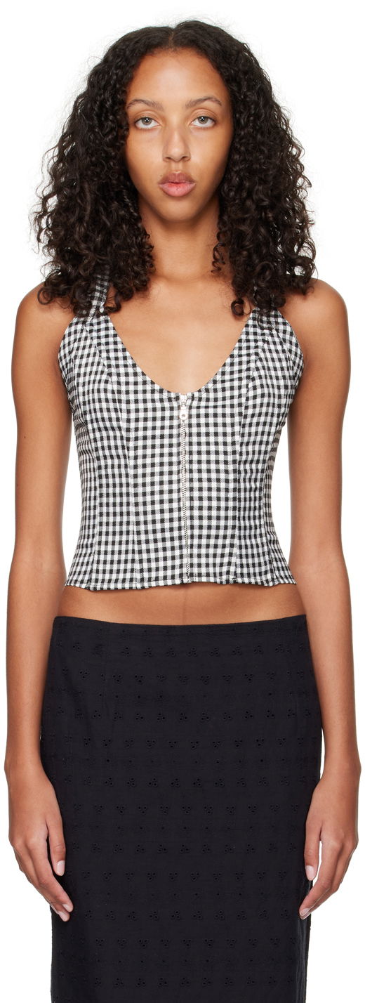 Tankkitoppi Miaou Miaou Work Capsule Valda Gingham Corset Top Musta | 7056GINOND