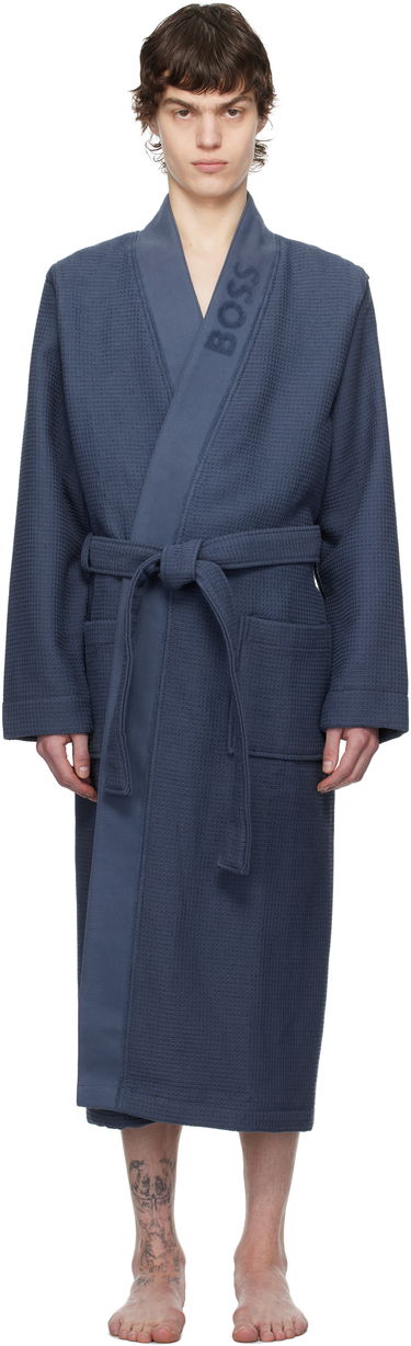 Pyjama BOSS BOSS Waffle-Structure Dressing Robe Sininen | 50469787, 0