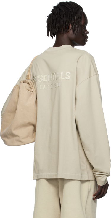 T-paita Fear of God ESSENTIALS Classic Fit Long Sleeve T-Shirt Beige | 125SP254206F, 2