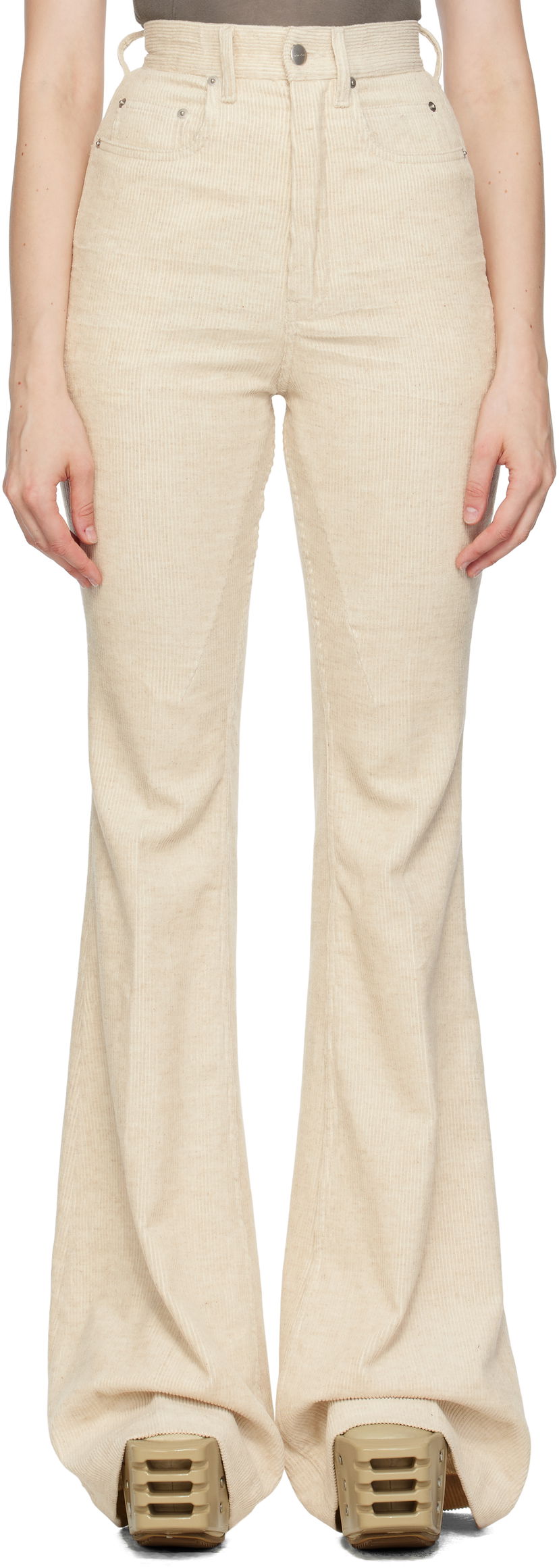 Housut Rick Owens Rick Owens Bolan Bootcut Corduroy Trousers Beige | RP02E4329 MLC