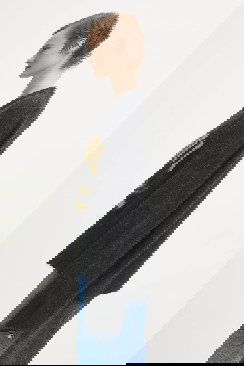 Villapaita GANNI Fine Brushed Alpaca Banana Oversized Sweater Harmaa | K2516, 1