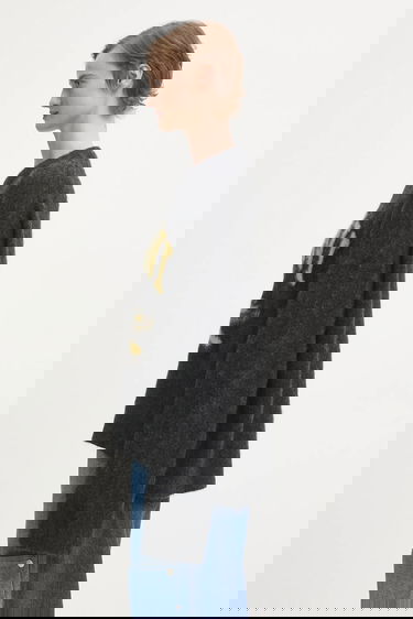 Villapaita GANNI Fine Brushed Alpaca Banana Oversized Sweater Harmaa | K2516, 1