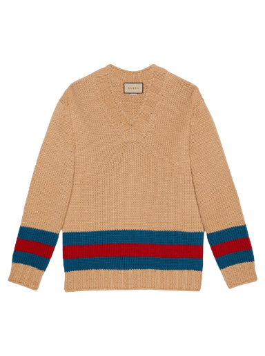 Villapaita Gucci Fine Mohair Wool Webbed Sweater Beige | 715291 XKCJ4 2183