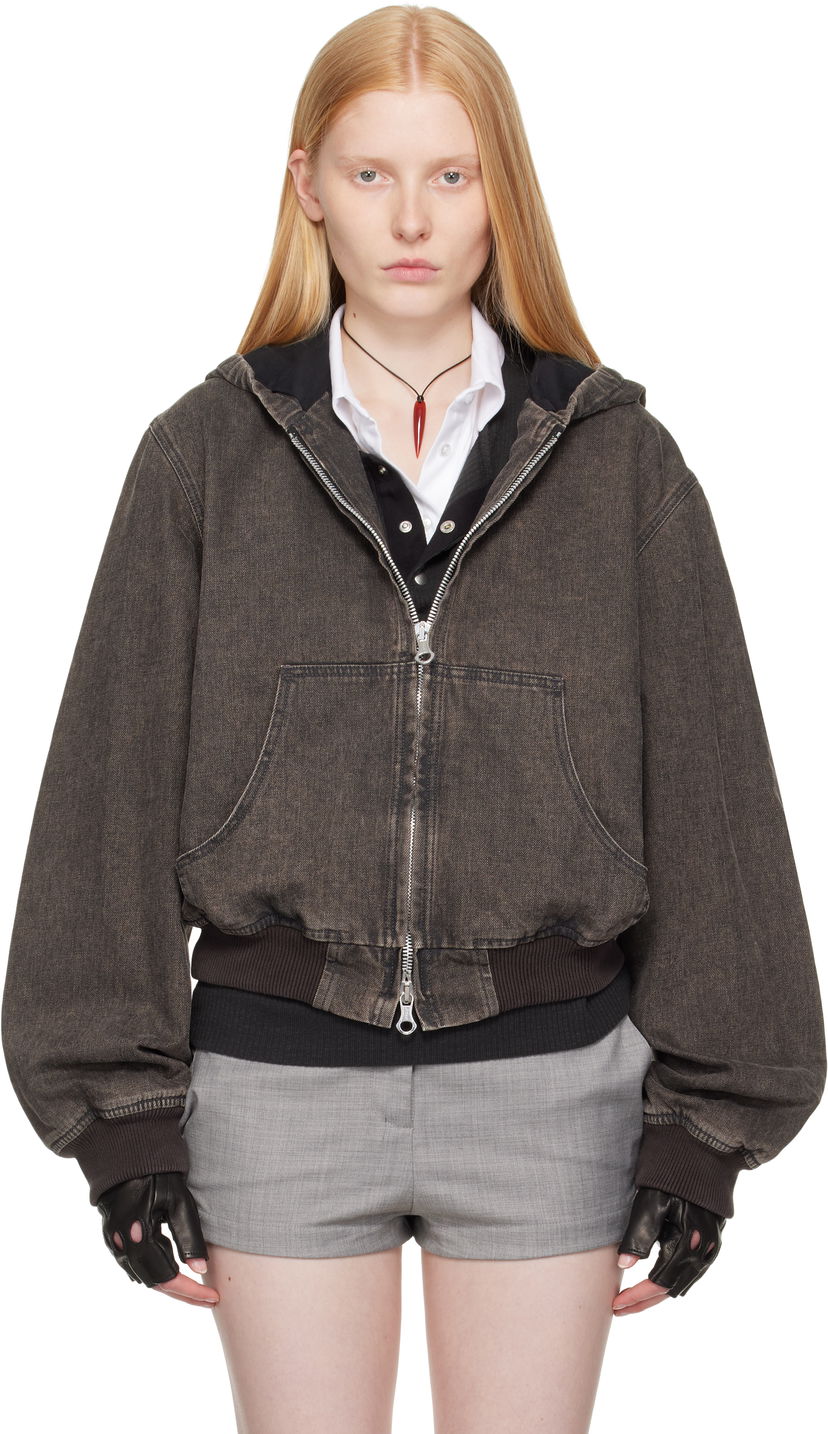 Bomber-takki OUR LEGACY Our Legacy Bank Denim Hooded Jacket Harmaa | M2251BBC