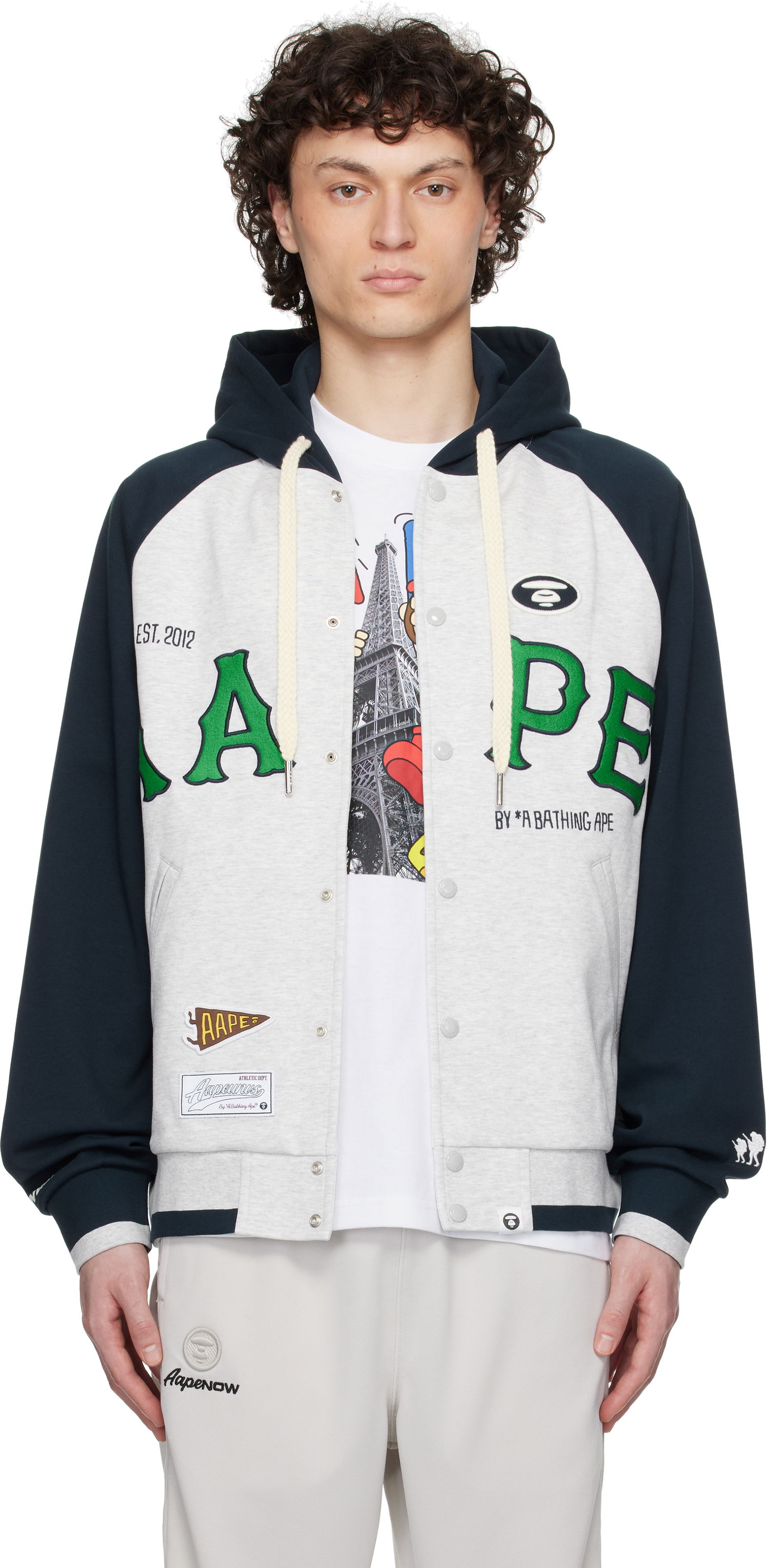 Bomber-takki AAPE by A Bathing Ape AAPE by A Bathing Ape Main Zip Up Hoodie Jacket Harmaa | AAPSWMC323XANWH2, 0