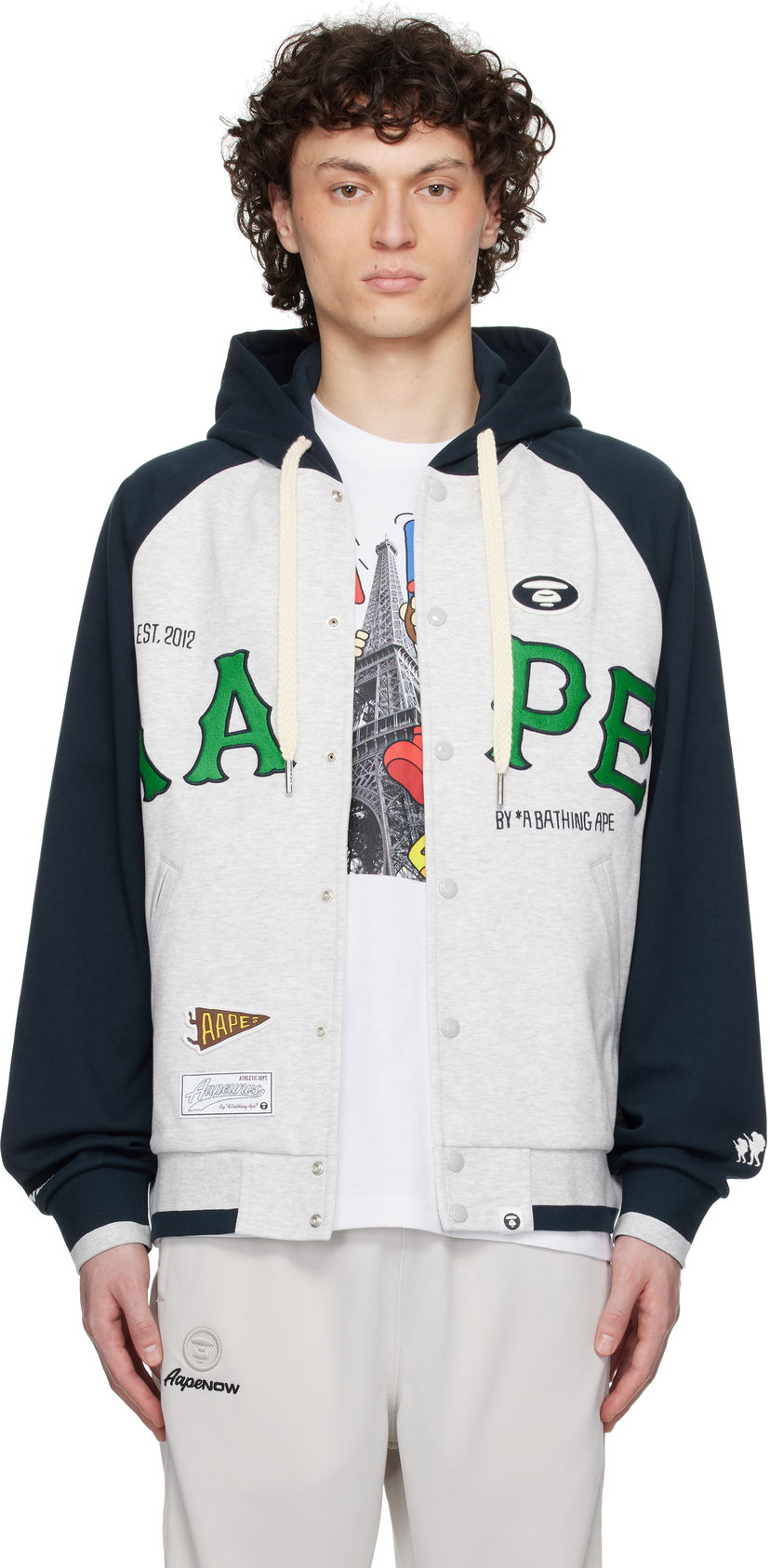 Bomber-takki AAPE by A Bathing Ape AAPE by A Bathing Ape Main Zip Up Hoodie Jacket Harmaa | AAPSWMC323XANWH2