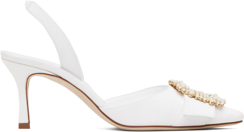 Tennarit ja kengät Manolo Blahnik Manolo Blahnik Gibsli Slingback Pumps Valkoinen | 125-2953