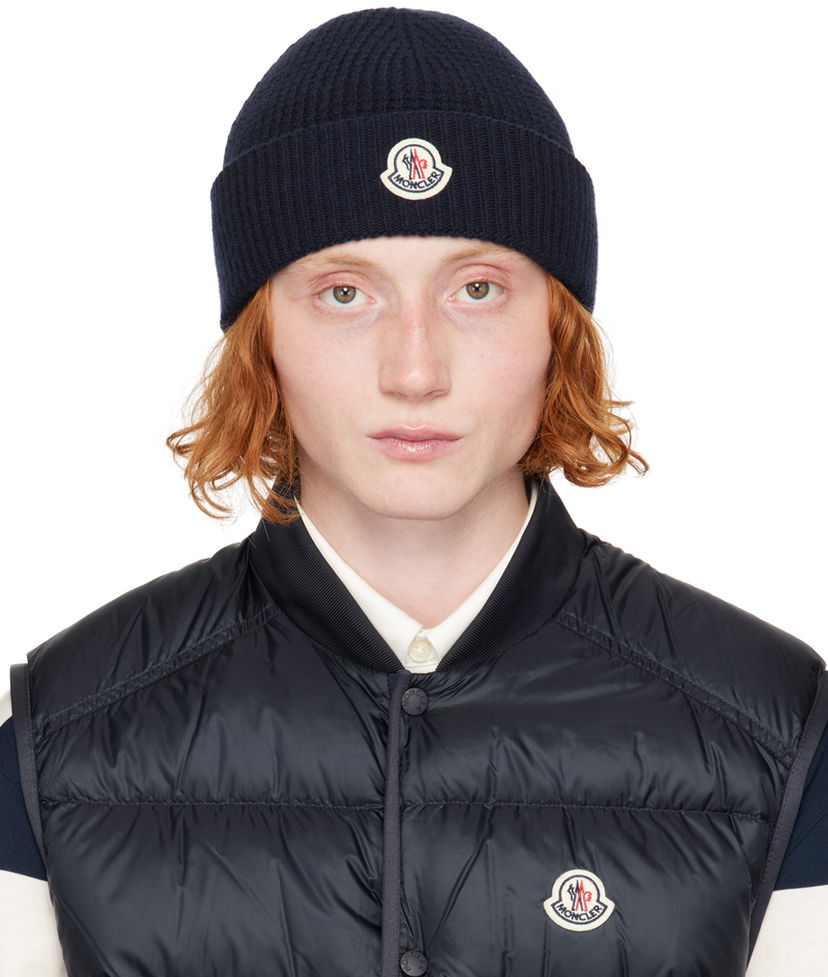 Pipo Moncler Navy Wool & Cashmere Beanie Tummansininen | J20913B00023M4281
