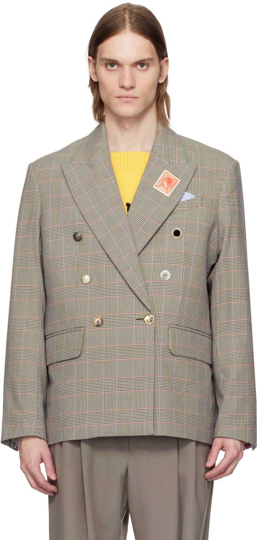 Takki Charles Jeffrey Loverboy Charles Jeffrey LOVERBOY Edinburgh Double-Breasted Blazer Beige | 54020102