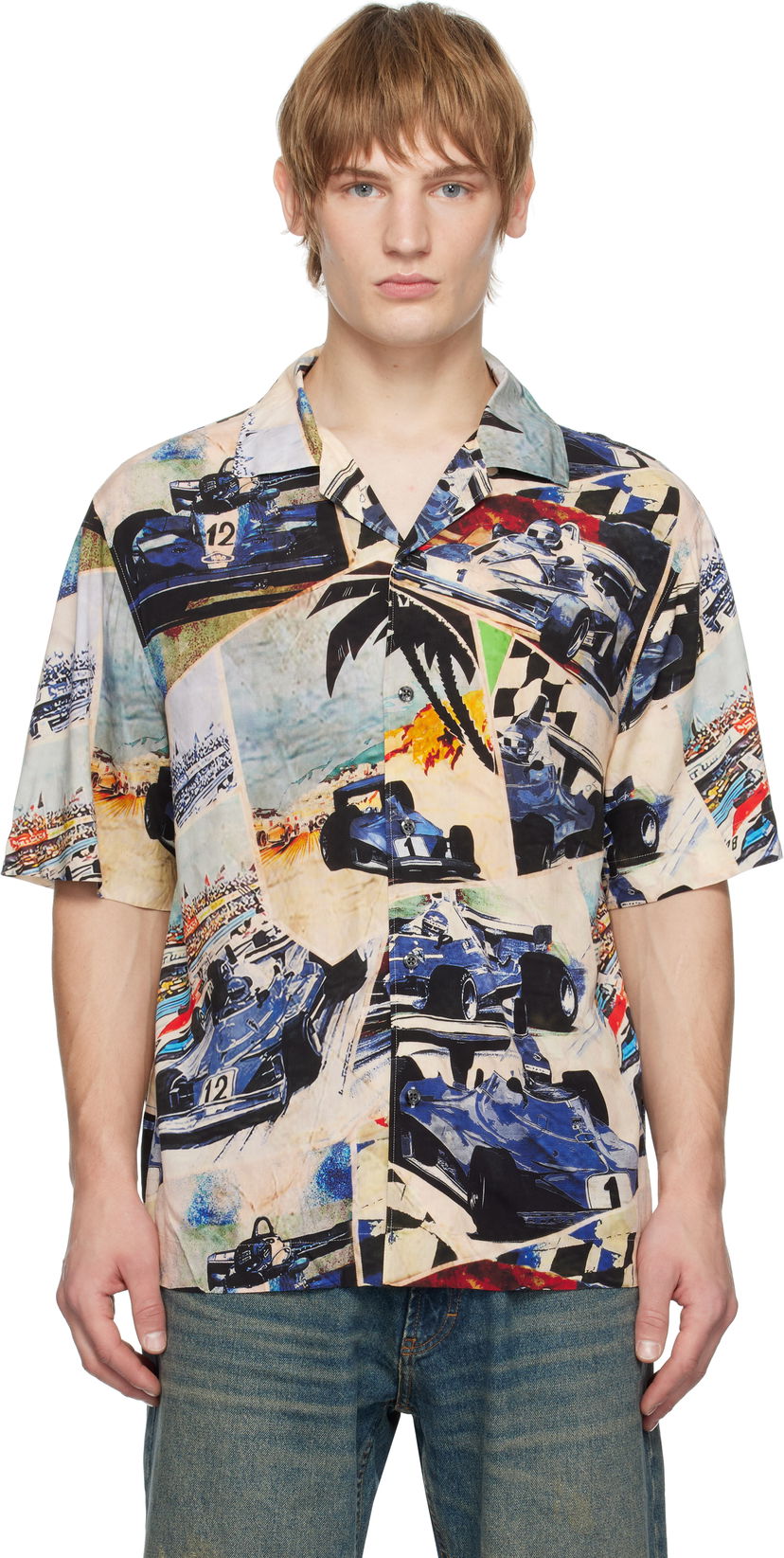 Paita BOSS Printed Viscose Short Sleeve Shirt Sininen | 50534276