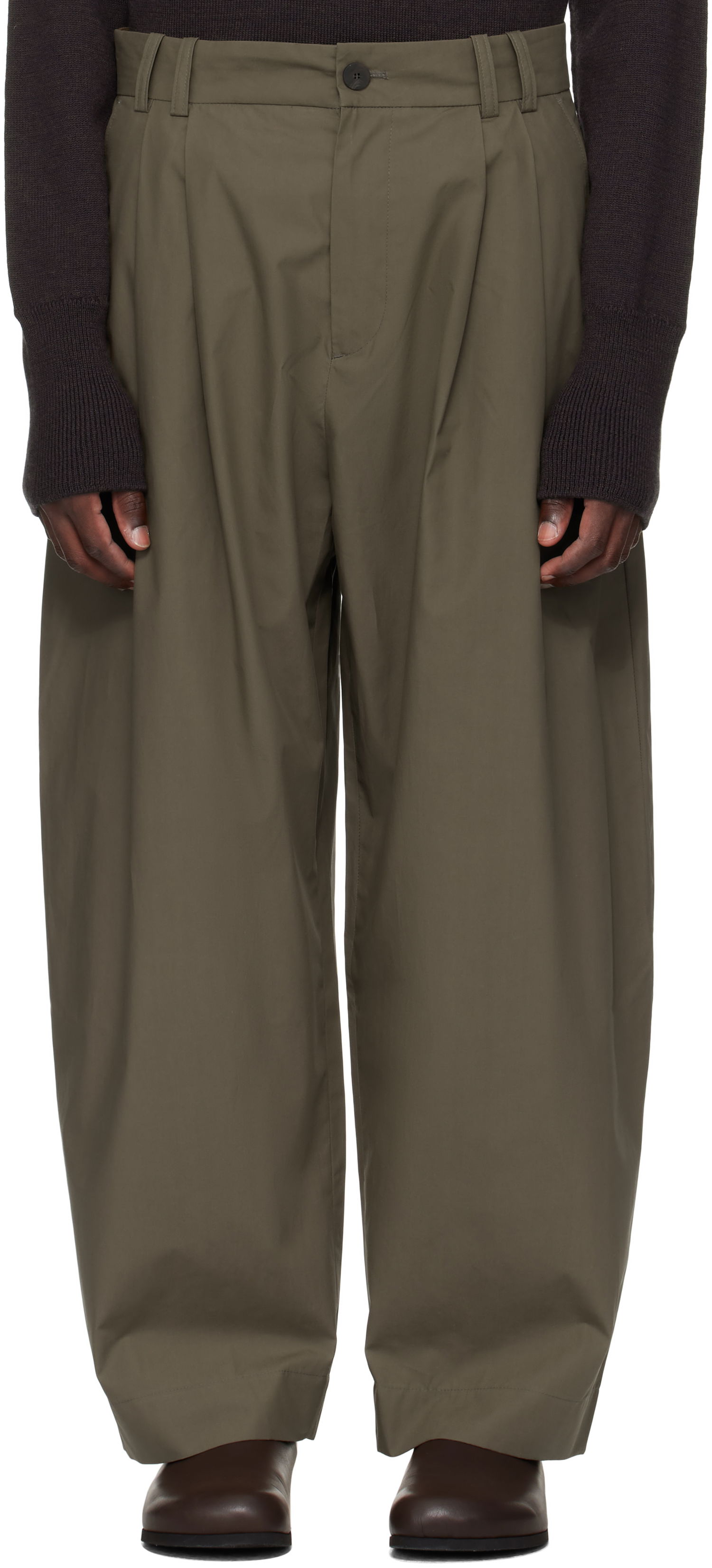 Housut Studio Nicholson Studio Nicholson Yale Pleated Trousers Vihreä | YALE SNM - 788, 0