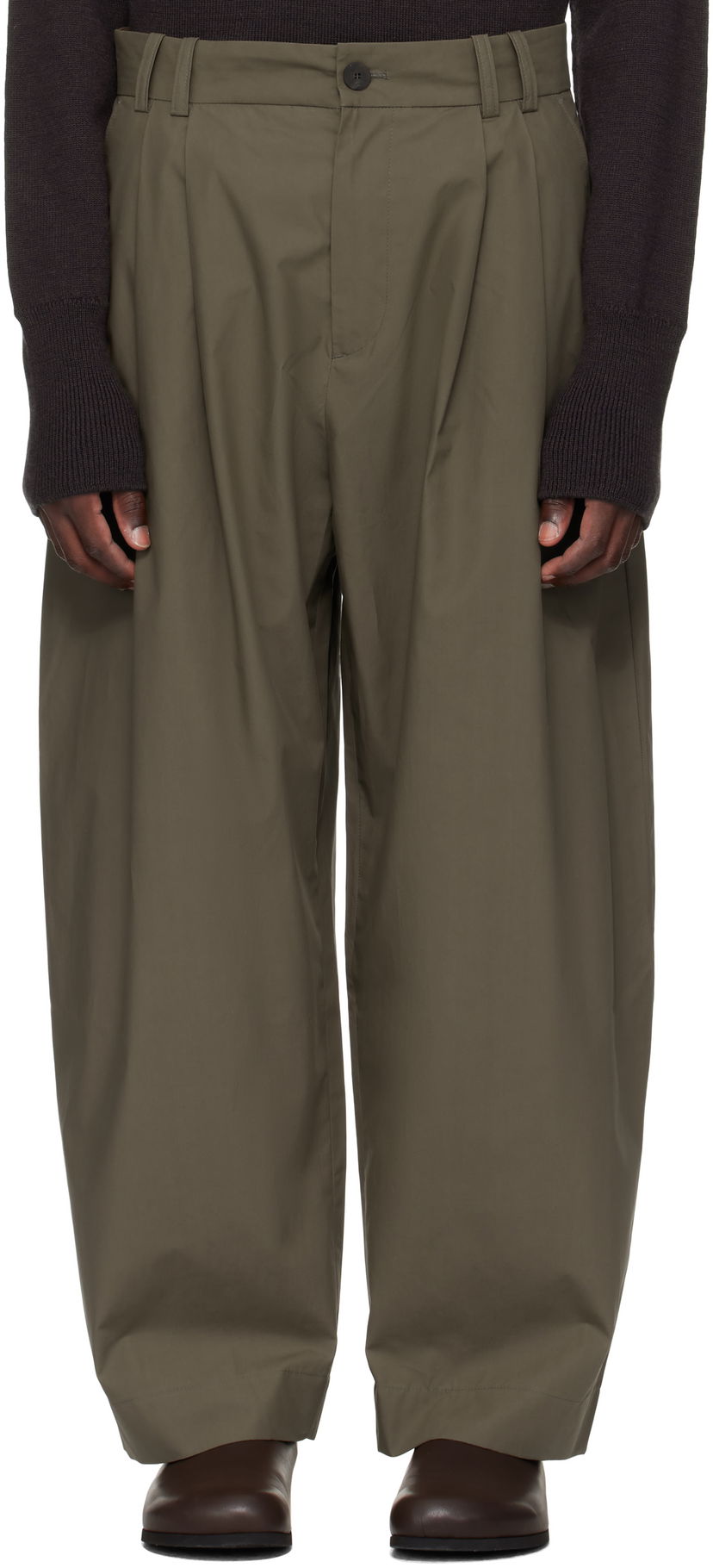 Housut Studio Nicholson Studio Nicholson Yale Pleated Trousers Vihreä | YALE SNM - 788