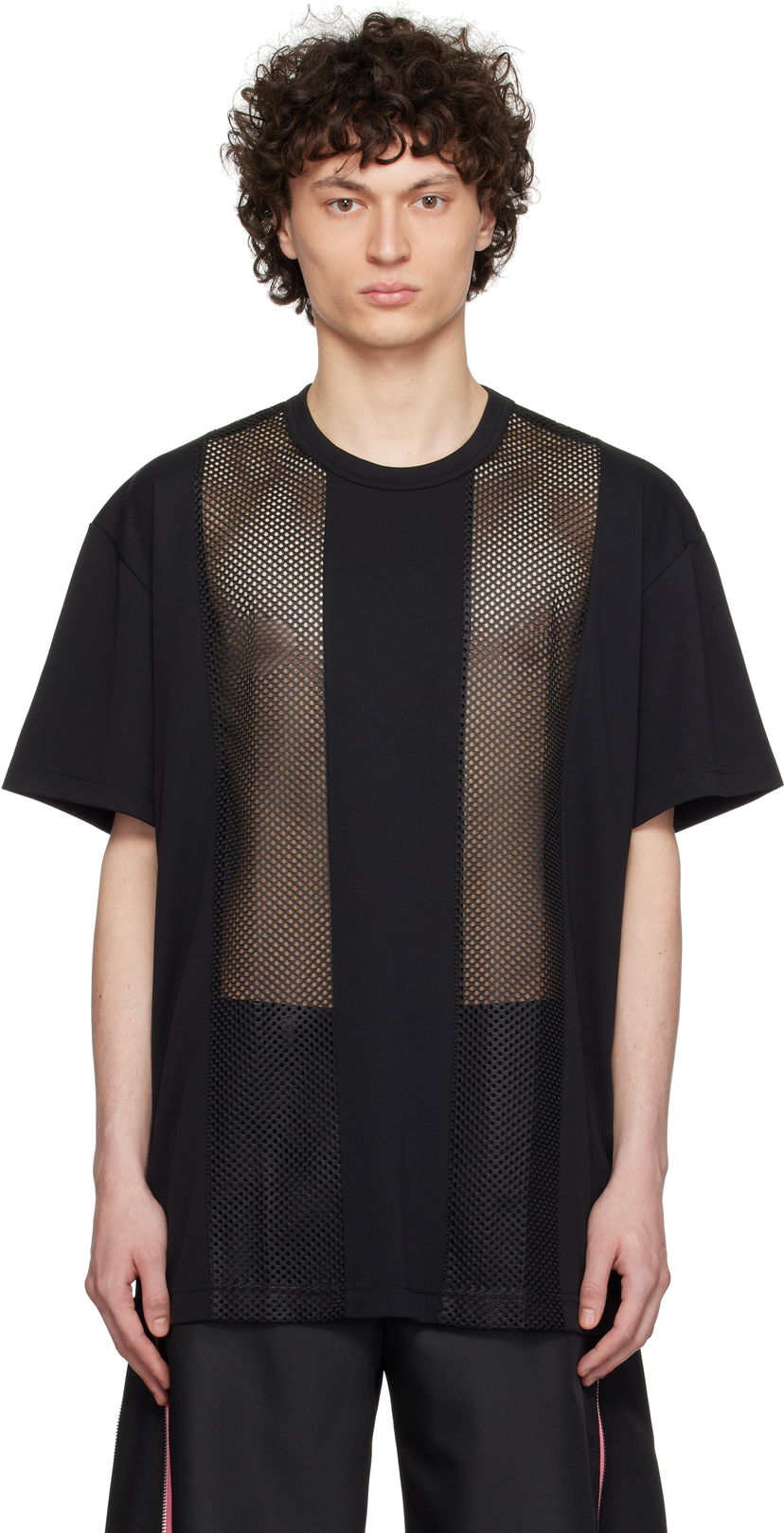 T-paita Comme des Garçons Homme Plus Polyester Piqué and Mesh T-Shirt Musta | PO-T016-051