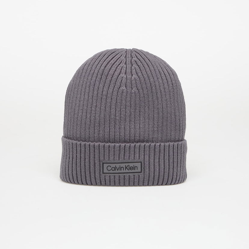 Pipo CALVIN KLEIN Patch Chunky Rib Cotton Hat Harmaa | LV04D8053G PCX