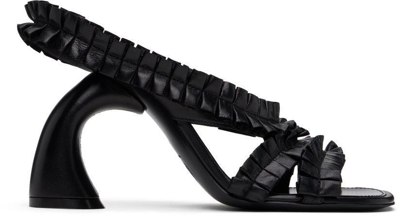 Asusteet Dries Van Noten Dries Van Noten Ruffled Leather Heeled Sandals Musta | WS251-1566-150