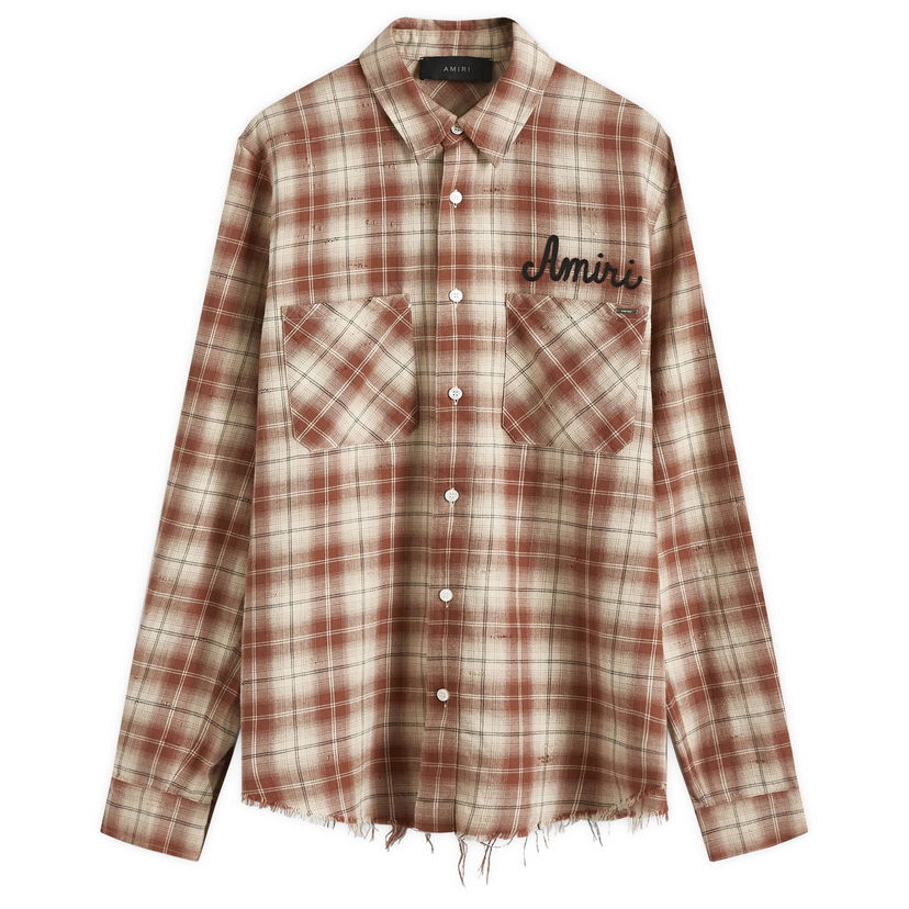 Paita AMIRI Amiri Shotgun Flannel Shirt, Size Large Ruskea | AMSTFL1009-234