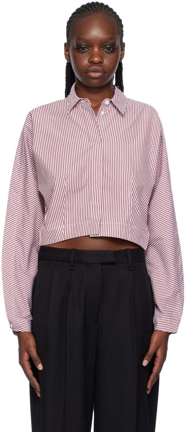 Paita rag & bone Morgan Striped Cropped Shirt Punainen | WAW23HA0214621