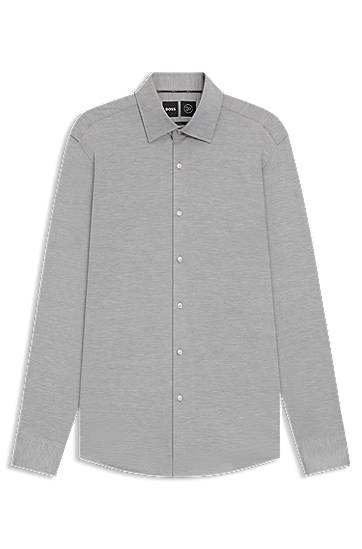 Paita BOSS Slim-fit shirt in brushed performance-stretch flannel Harmaa | 50550563