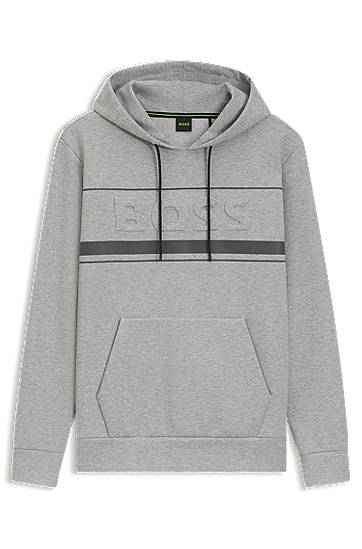 Huppari BOSS BOSS Cotton-Blend Hoodie with Stripe Details Harmaa | 50545244, 0