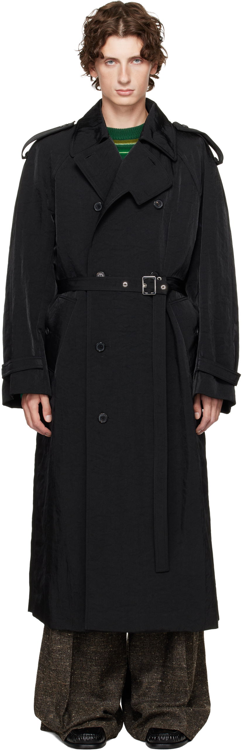 Trenssitakki JW Anderson JW Anderson Double-Breasted Trench Coat Musta | CO0338-PG1818