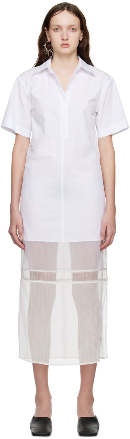 Mekko Helmut Lang Helmut Lang Combo Shirt Midi Dress Valkoinen | N01HW602
