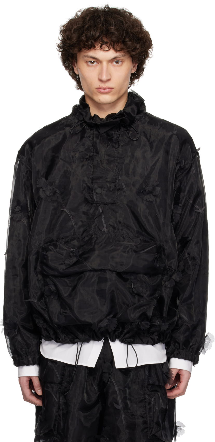 Tuulitakki Simone Rocha Simone Rocha Carnation Organza Cagoule Jacket Musta | 6123 1245
