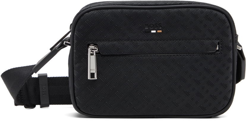 Olkalaukku BOSS Embossed Geometric Pattern Crossbody Bag Musta | 50548071