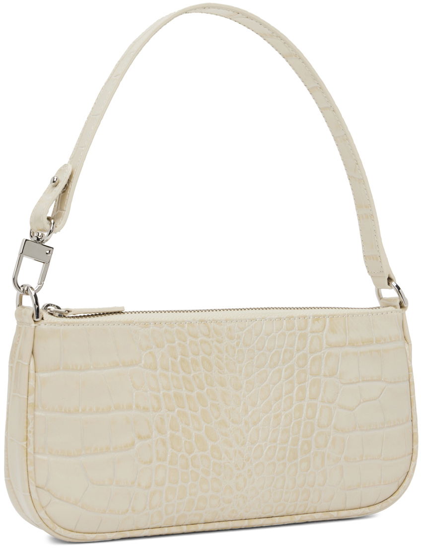 Olkalaukku BY FAR Croc Embossed Leather Shoulder Bag Valkoinen | 18FWRCLSCEDMED, 1