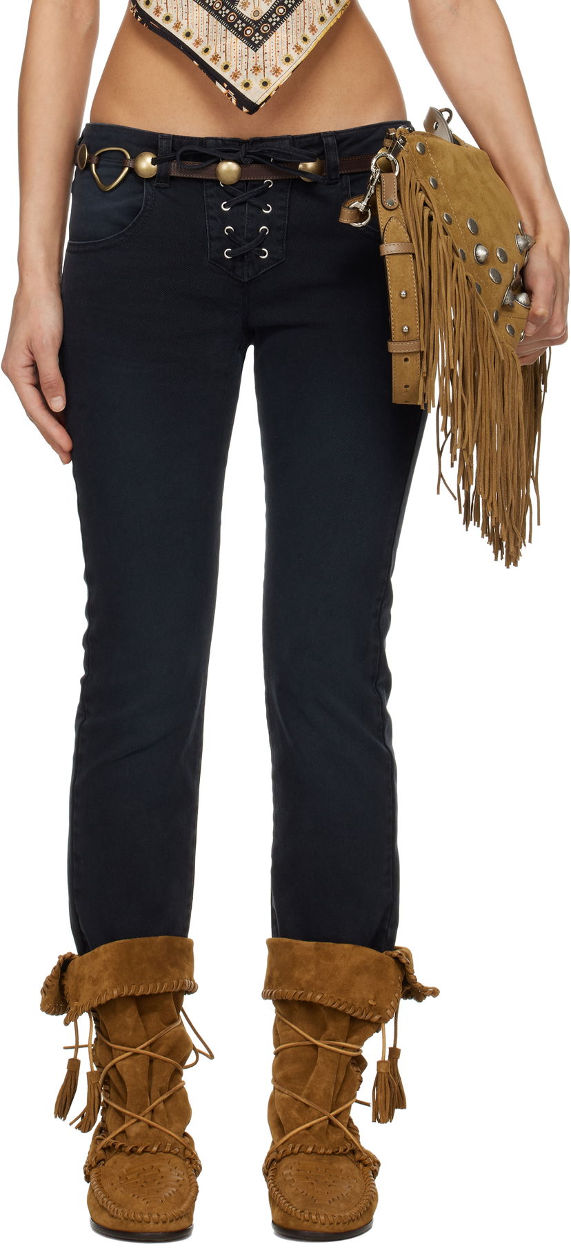 Jeans ISABEL MARANT Isabel Marant Vanel Lace-Up Jeans Musta | PA0544FB-C2H02I