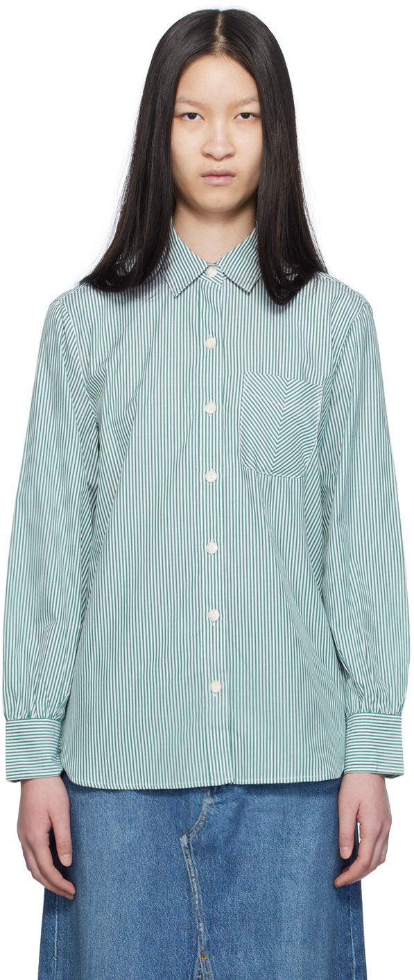 Paita rag & bone Rag & Bone Maxine Striped Shirt Vihreä | WAW23SA041ZE41
