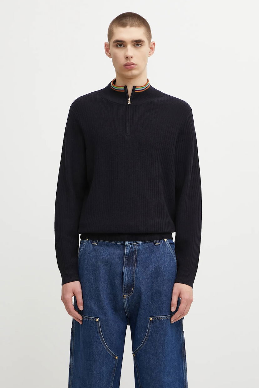 Villapaita Paul Smith Paul Smith Wool Half-Zip Sweater Tummansininen | M1R.548Z.T02825
