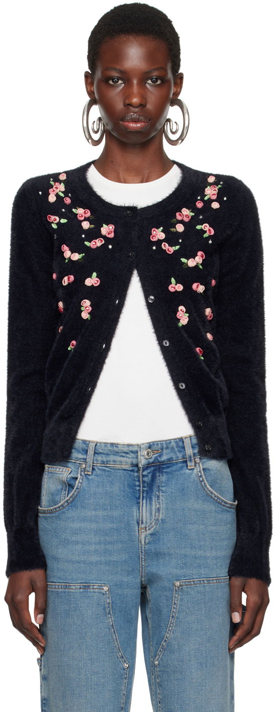 Villapaita Blumarine Embroidered Rose Cardigan Sininen | A422M485A