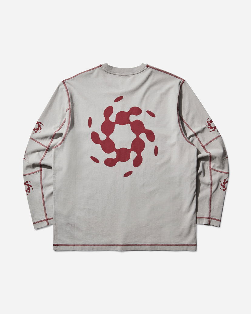 T-paita ROA Info Stitch Organic Longsleeve T-Shirt Harmaa | RBMW0543JY56 GRY0004