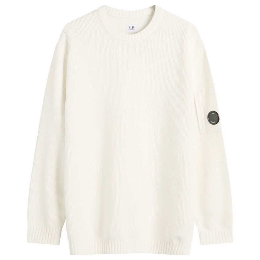 Villapaita C.P. Company Chenille Ribbed Knit Jumper, Size Large Valkoinen | 19CMKN017A-005558G-103