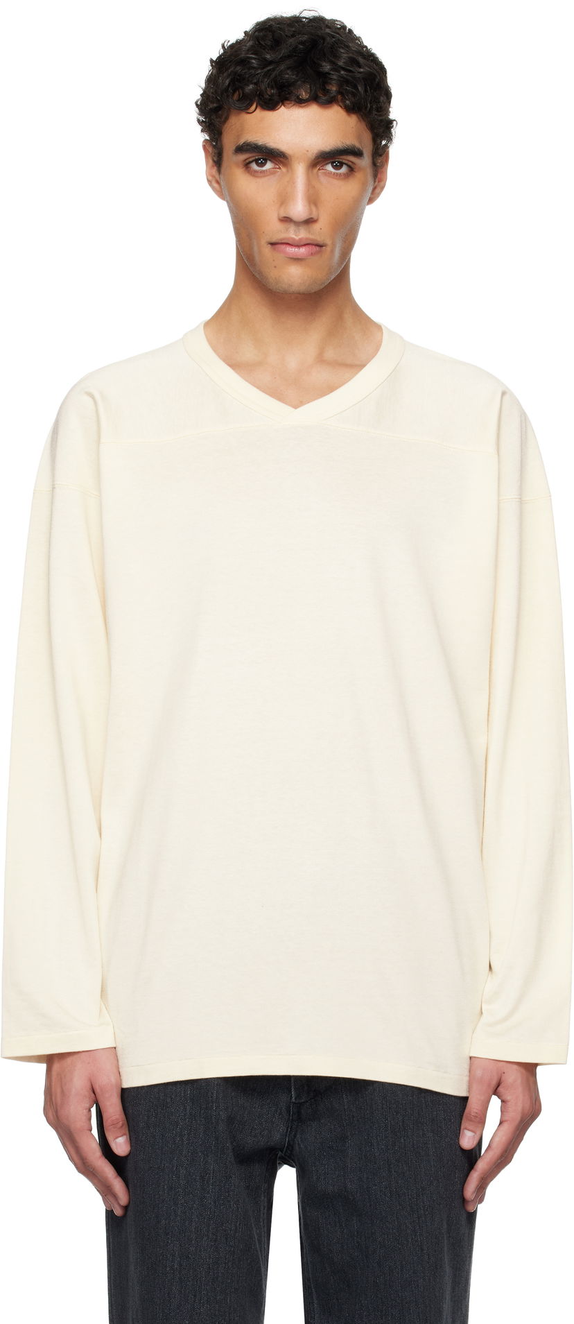 Villapaita NANAMICA nanamica Rayon Cotton Long Sleeve T-Shirt Beige | S25SH015U