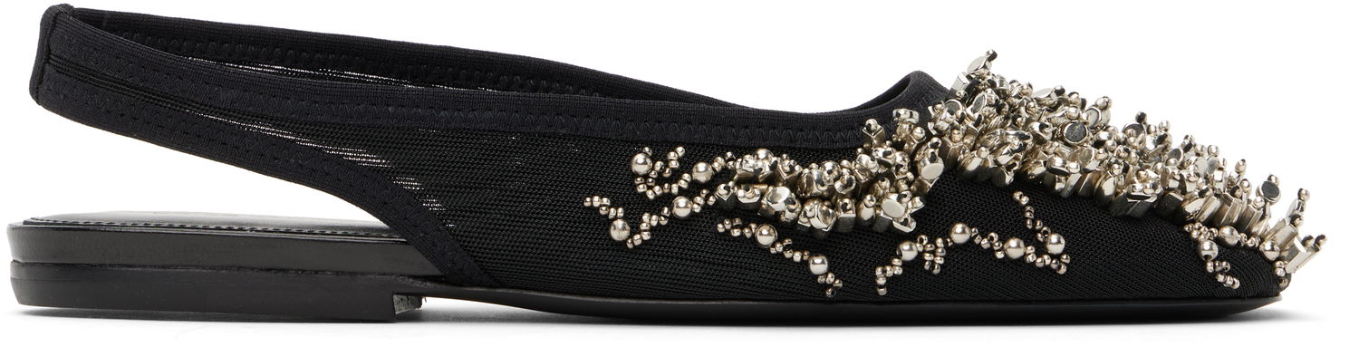 Asusteet Dries Van Noten Dries Van Noten Embellished Mesh Slingback Ballerinas Musta | WS251-1617-800, 0