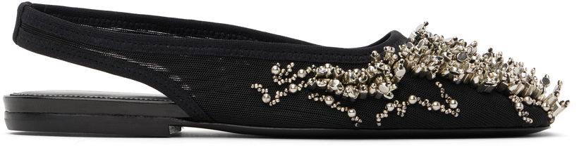 Asusteet Dries Van Noten Dries Van Noten Embellished Mesh Slingback Ballerinas Musta | WS251-1617-800