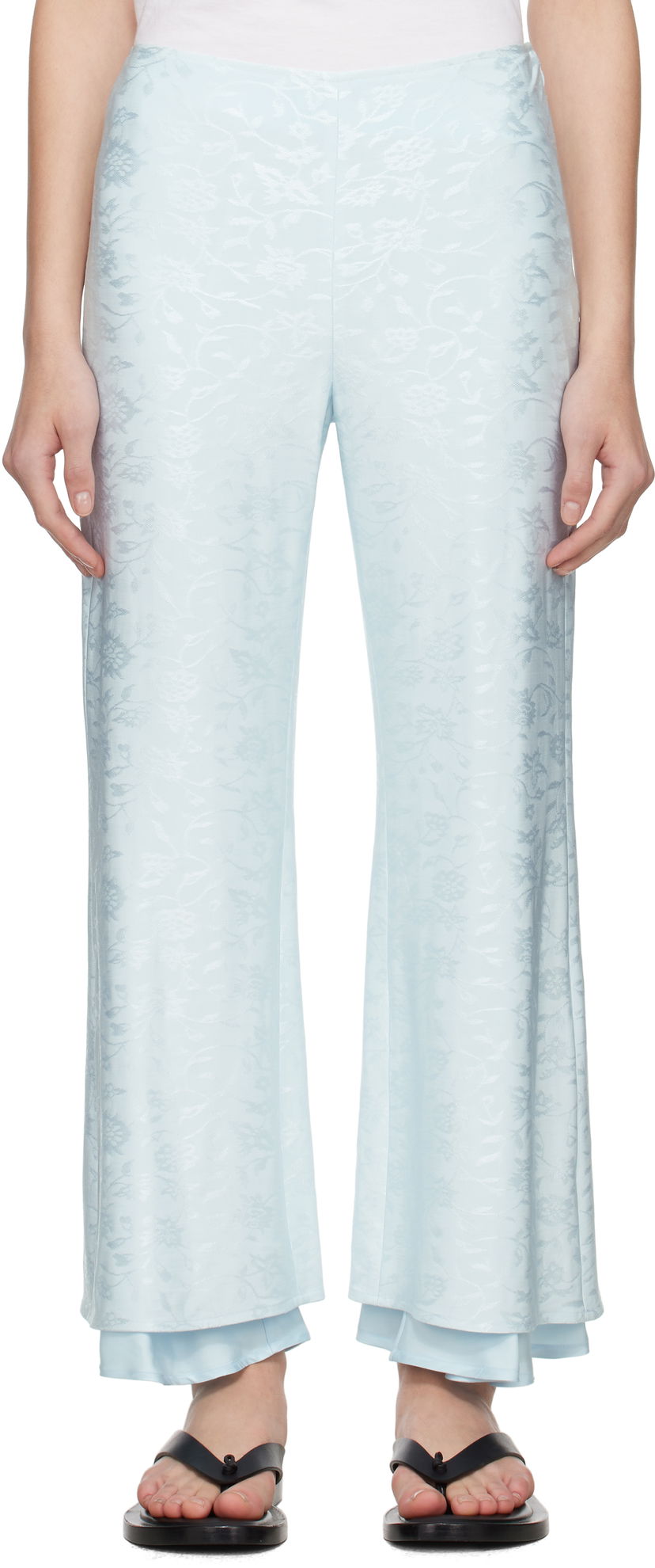 Housut Jil Sander Jil Sander Fluid Viscose Flower Jacquard Trousers Sininen | J03KA0308_J20297