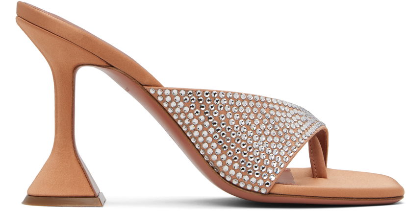Kengänhoito Amina Muaddi Amina Muaddi Shiona 95 Crystal-Embellished Heeled Thong Sandals Vaaleanpunainen | SHIONA CRYSTAL SLIPPER