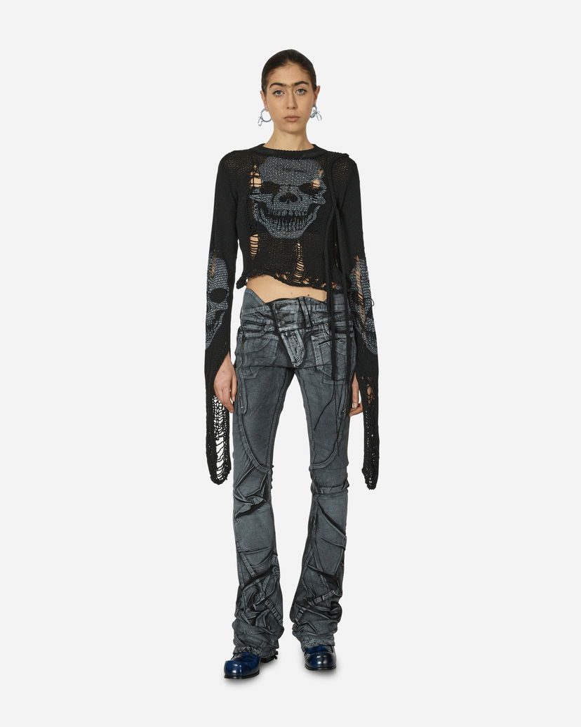 Villapaita Ottolinger Distressed Skull Knit Sweater Musta | 708203 BLACK