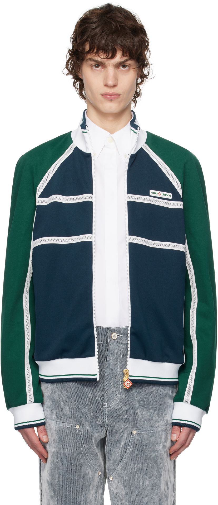 Bomber-takki Casablanca Casablanca Mesh Tape Track Jacket Tummansininen | MPS25-JTP-320-01