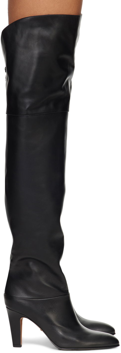 Sukat CHLOÉ Chloé Eve Thigh-High Leather Boots Musta | CHC24A03PMF