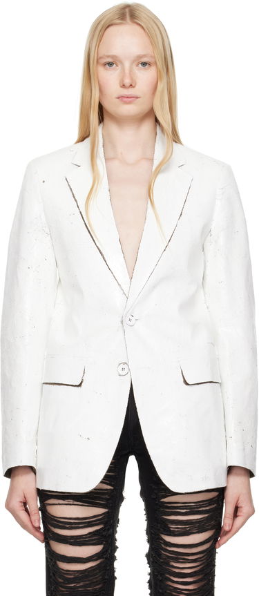 Takki Maison Margiela MM6 Maison Margiela Hand-Coated Blazer Valkoinen | S62BN0110 M35437, 0