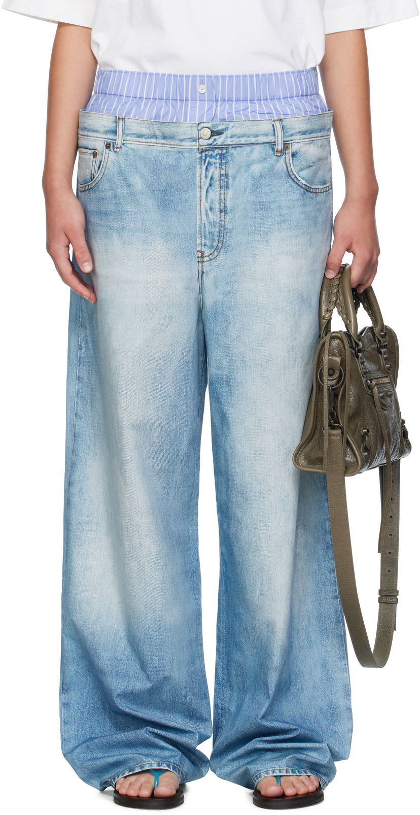 Housut Acne Studios Acne Studios Printed Wide-Leg Trousers Sininen | AK0918-
