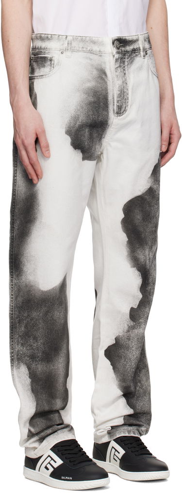 Jeans Balmain Balmain Regular Fit Moon Print Jeans Valkoinen | EH0MI043DE39, 1