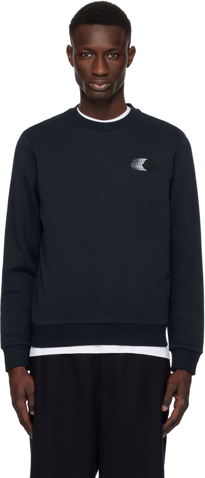 Villapaita Moncler Moncler Faded Logo Cotton Sweatshirt Tummansininen | K10918G00039809KR