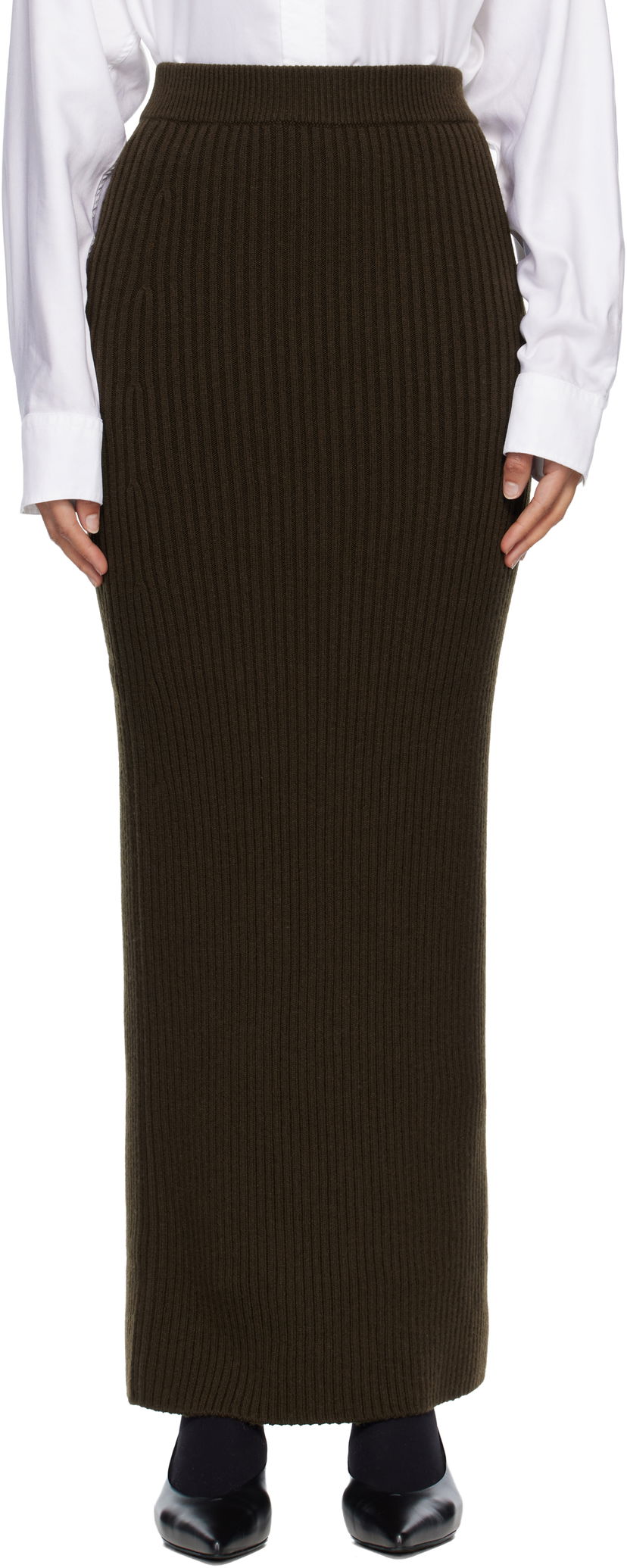 Hame Max Mara Boris Ribbed Knit Maxi Skirt Vihreä | 2521306093600